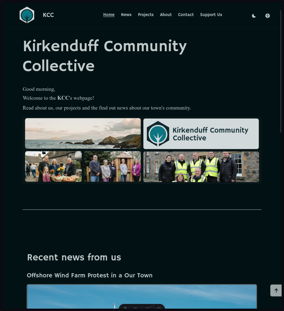 Screenshot of the main page for the app