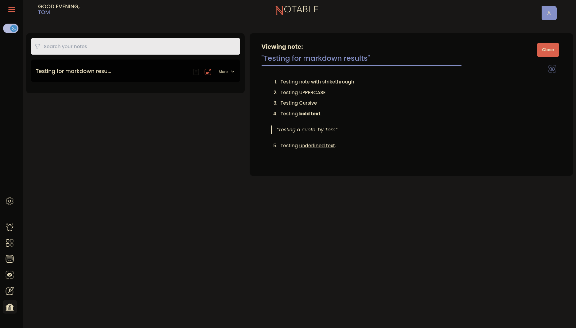 Example processed note
